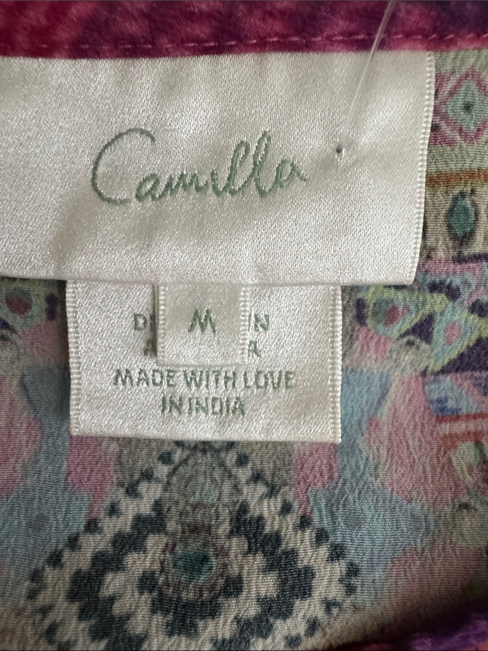 Camilla Pastel Floral Ikat Embroidered Top in Pink, Blue, Purple Size Medium - Picture 12 of 16
